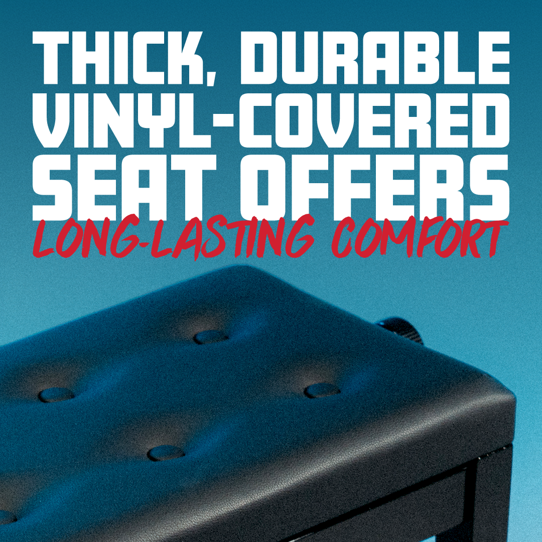 Gator Deluxe Height Adjustable Piano Bench, Black