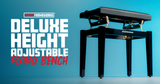 Gator Deluxe Height Adjustable Piano Bench, Black