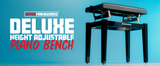 Gator Deluxe Height Adjustable Piano Bench, Black