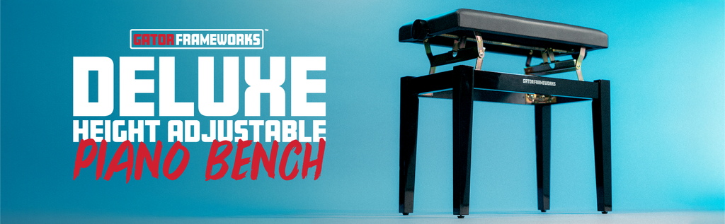 Gator Deluxe Height Adjustable Piano Bench, Black