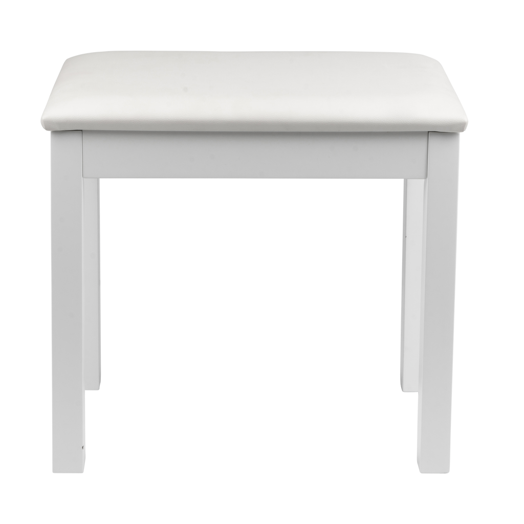 Traditional Wooden Piano Bench In White
