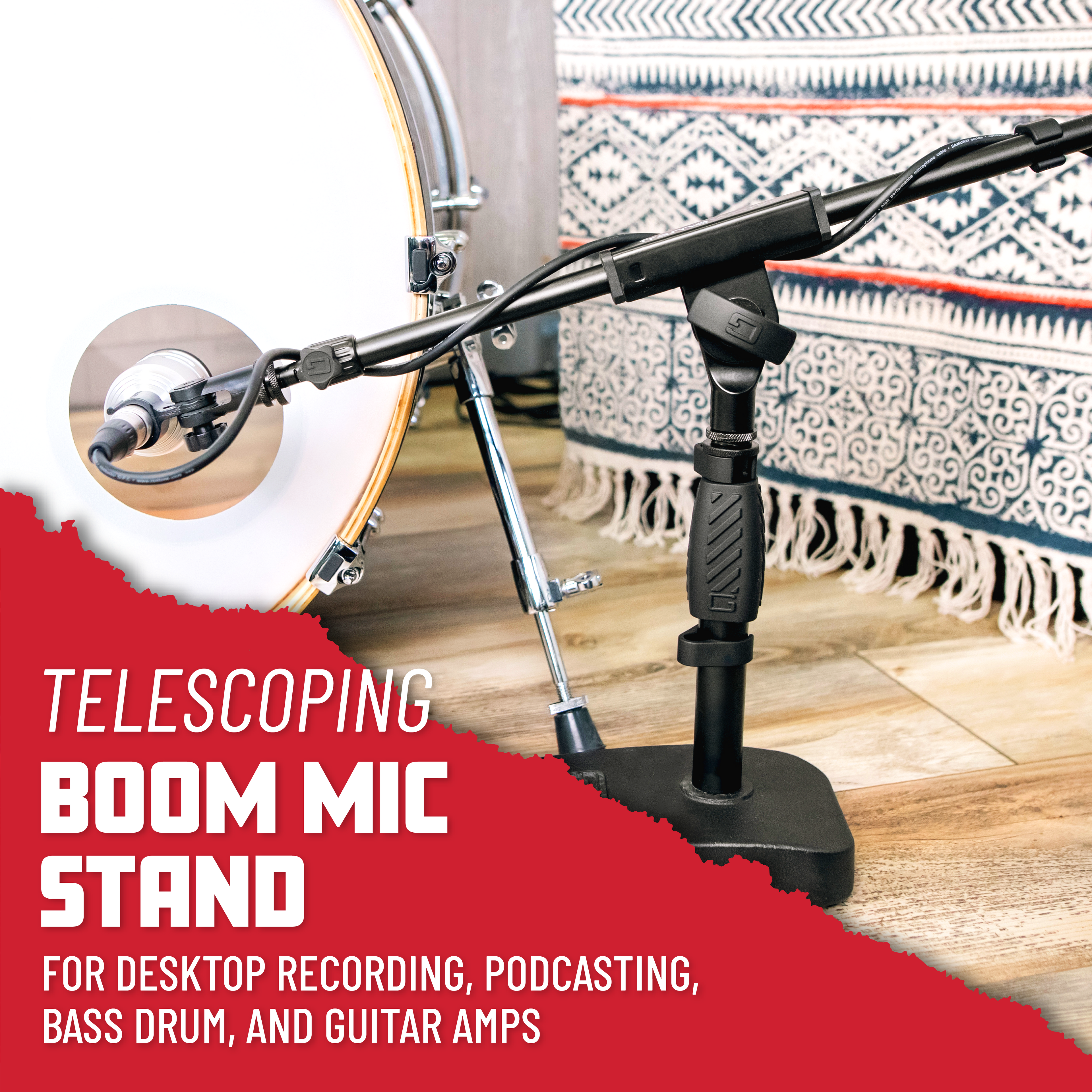 Telescoping Boom Mic Stand Desktop & Bass Drum