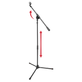 Compact Fixed Boom Mic Stand with Tripod Base