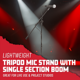 Compact Fixed Boom Mic Stand with Tripod Base