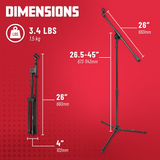 Compact Fixed Boom Mic Stand with Tripod Base
