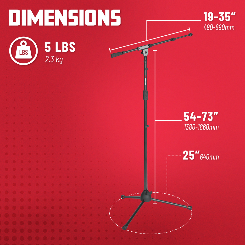 Standard Tripod Mic Stand with Telescoping Boom