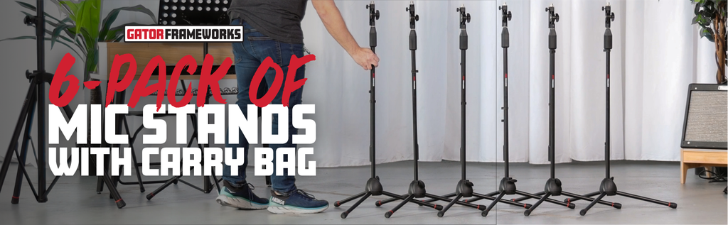 6-Pack of Mic Stands with Carry Bag