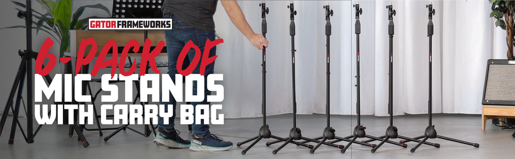 6-Pack of Mic Stands with Carry Bag