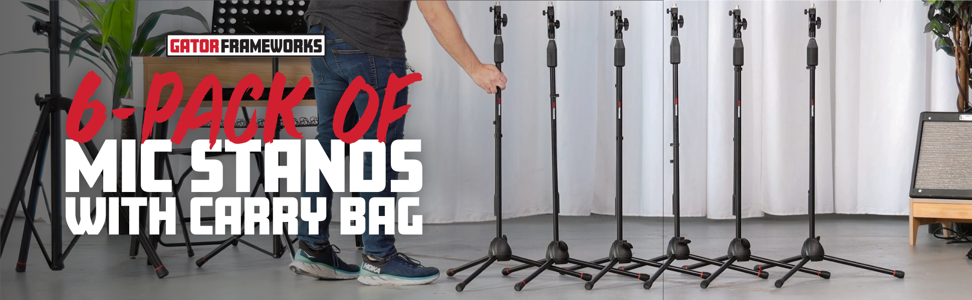 6-Pack of Mic Stands with Carry Bag