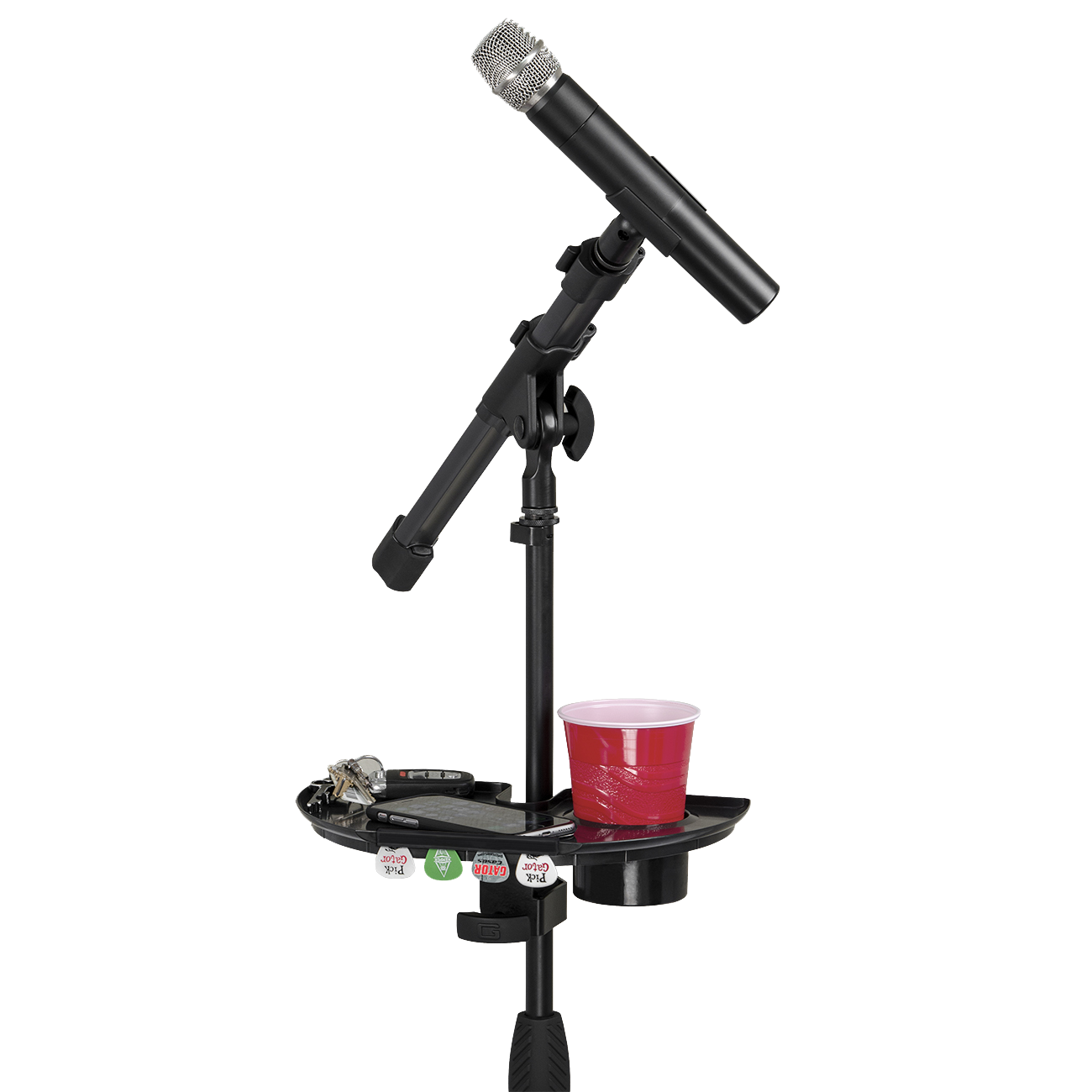 Mic Stand Accessory Tray with Drink Holder