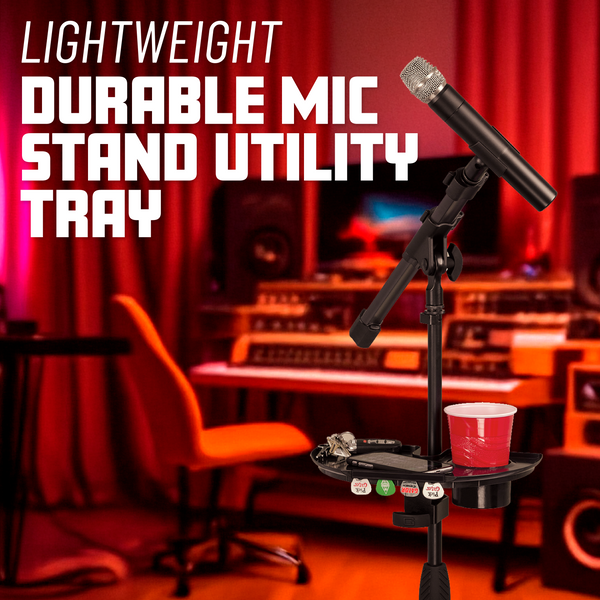 Mic Stand Accessory Tray with Drink Holder
