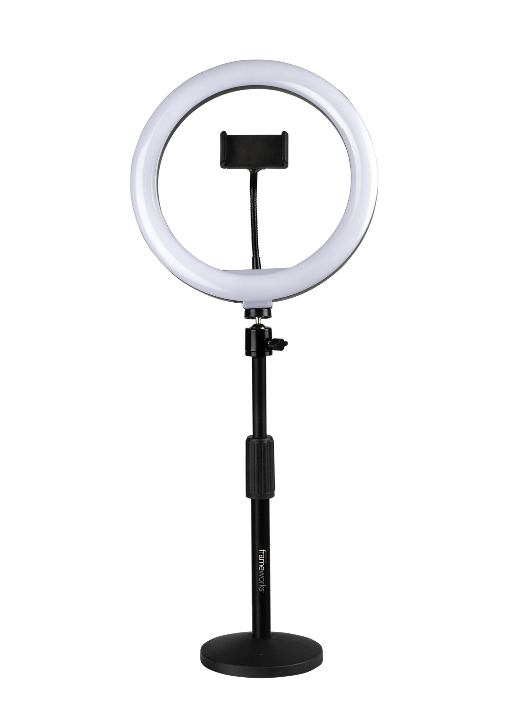 Ring Light Round Base Desktop Stand W/ Phone Clamp