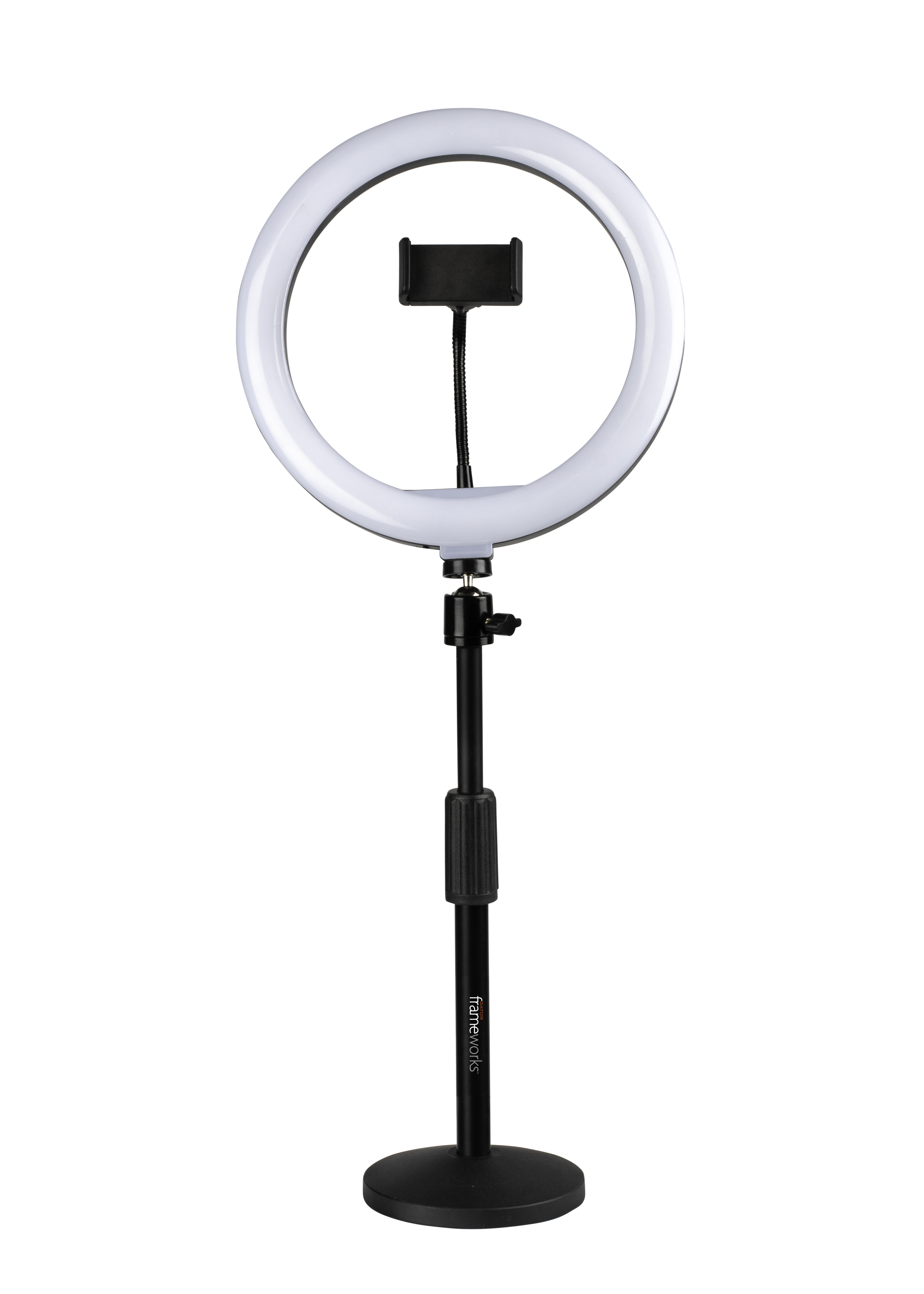 Ring Light Round Base Desktop Stand W/ Phone Clamp