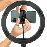 Ring Light Round Base Desktop Stand W/ Phone Clamp