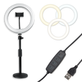 Ring Light Round Base Desktop Stand W/ Phone Clamp