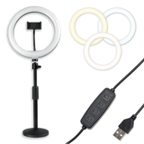 Ring Light Round Base Desktop Stand W/ Phone Clamp