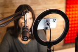 Ring Light Round Base Desktop Stand W/ Phone Clamp