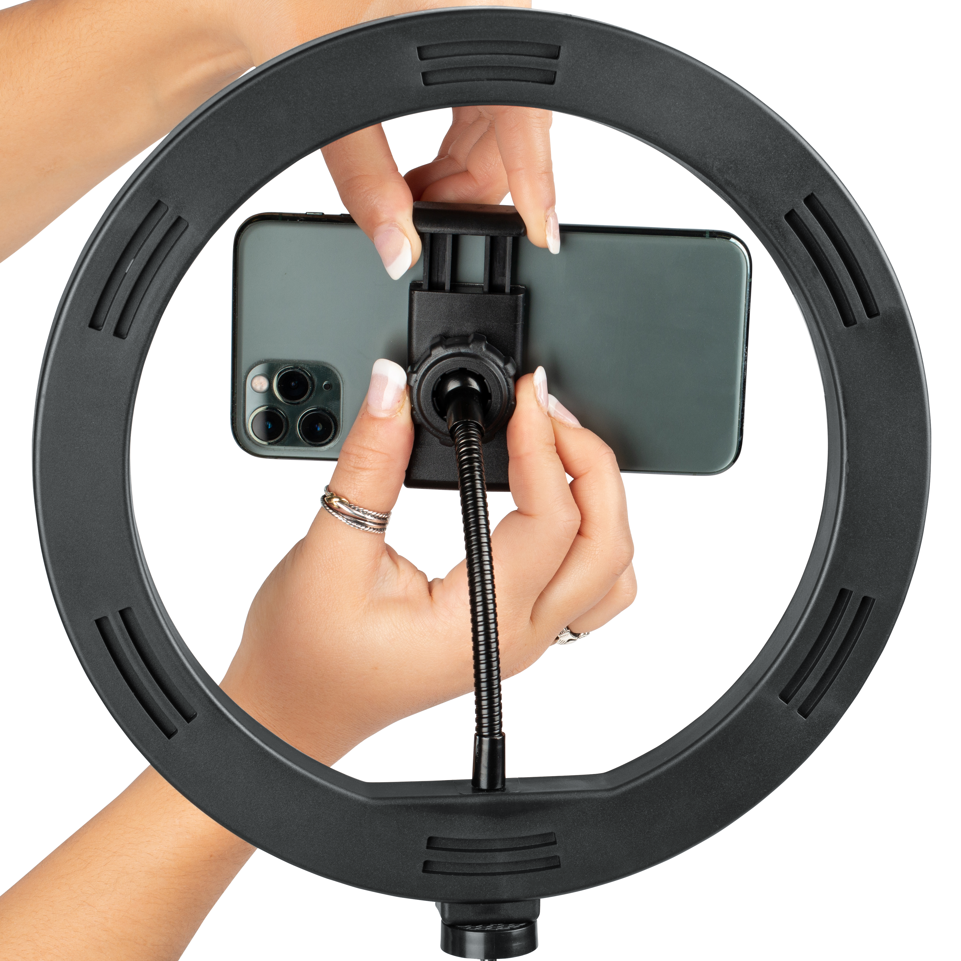 Set Of Two Stands, Ring Lights & Phone Holders