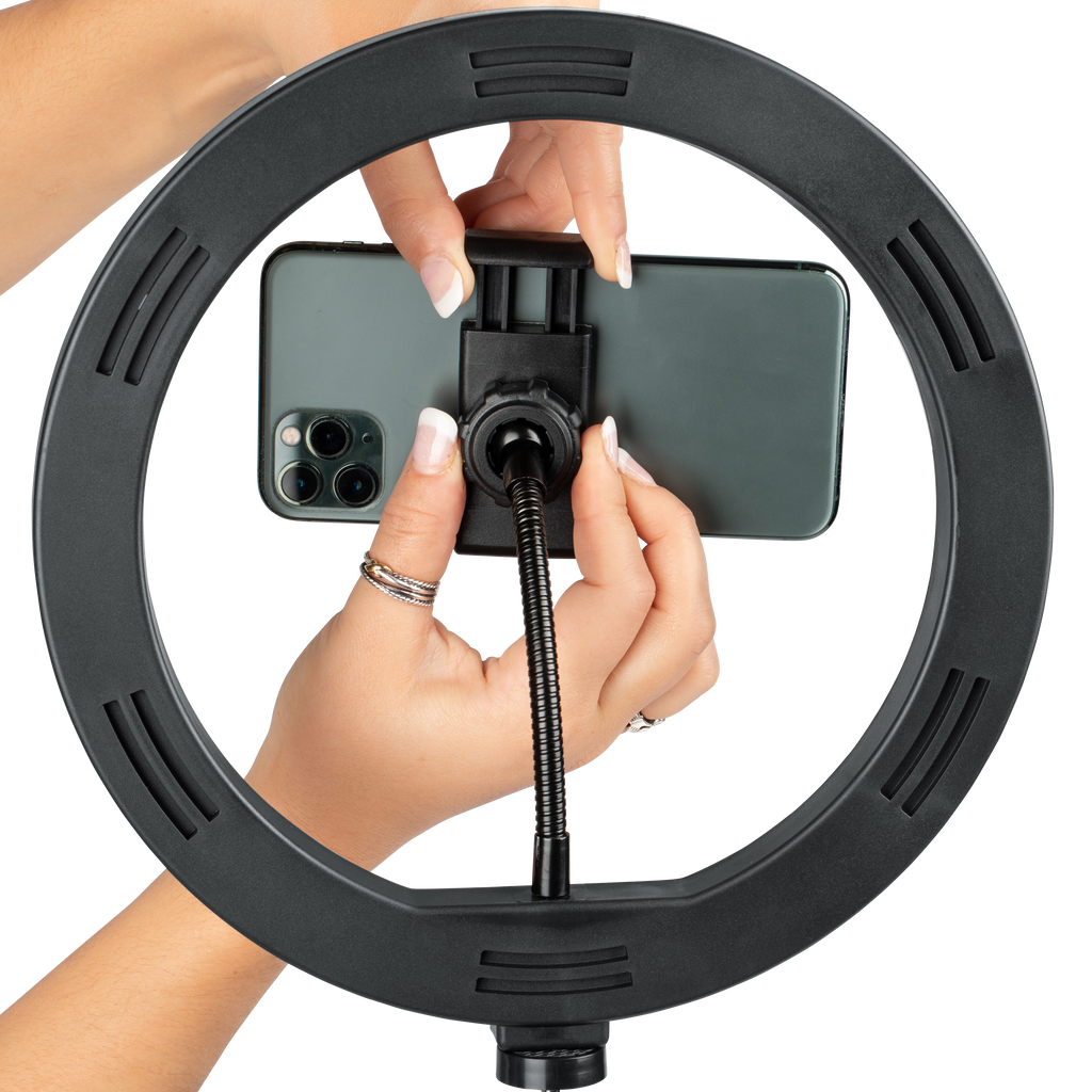 Ring Light Round Base Tripod Stand W/ Phone Clamp