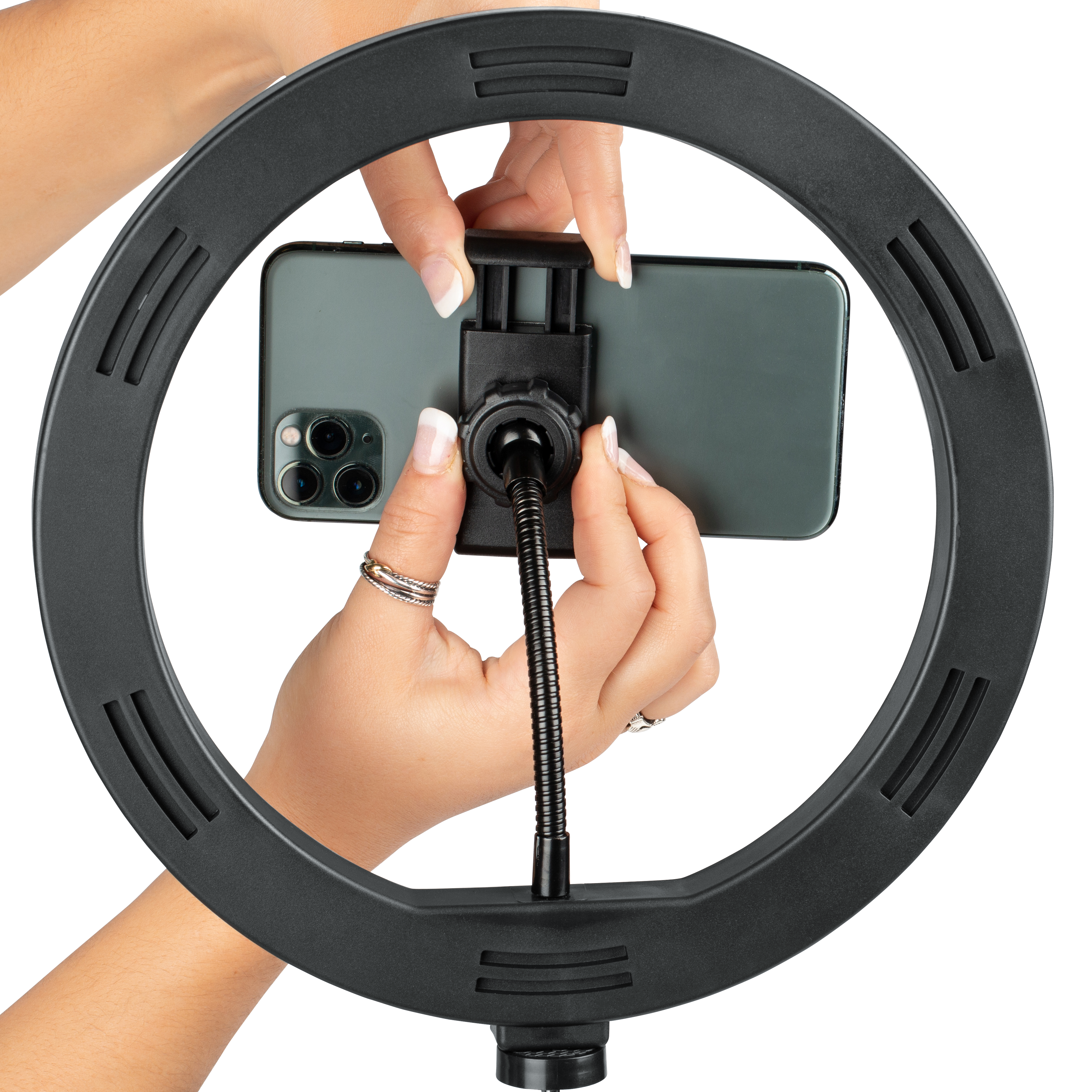 Ring Light Round Base Tripod Stand W/ Phone Clamp