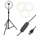 Ring Light Round Base Tripod Stand W/ Phone Clamp