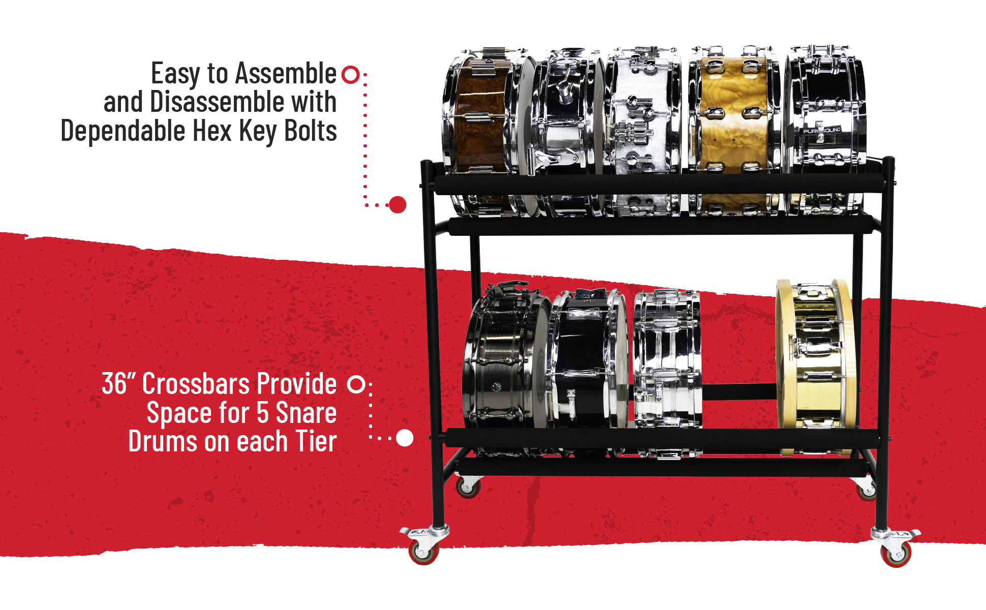 Two-Tier Snare Rack with Locking Casters