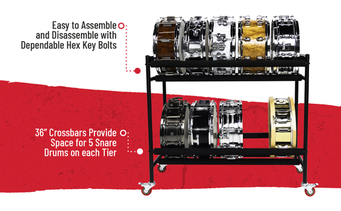 Two-Tier Snare Rack with Locking Casters