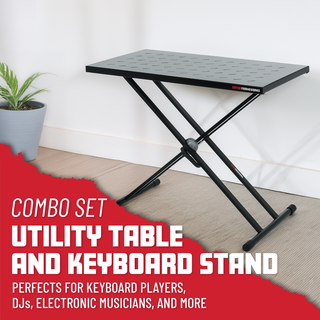 Utility table top with double-X stand