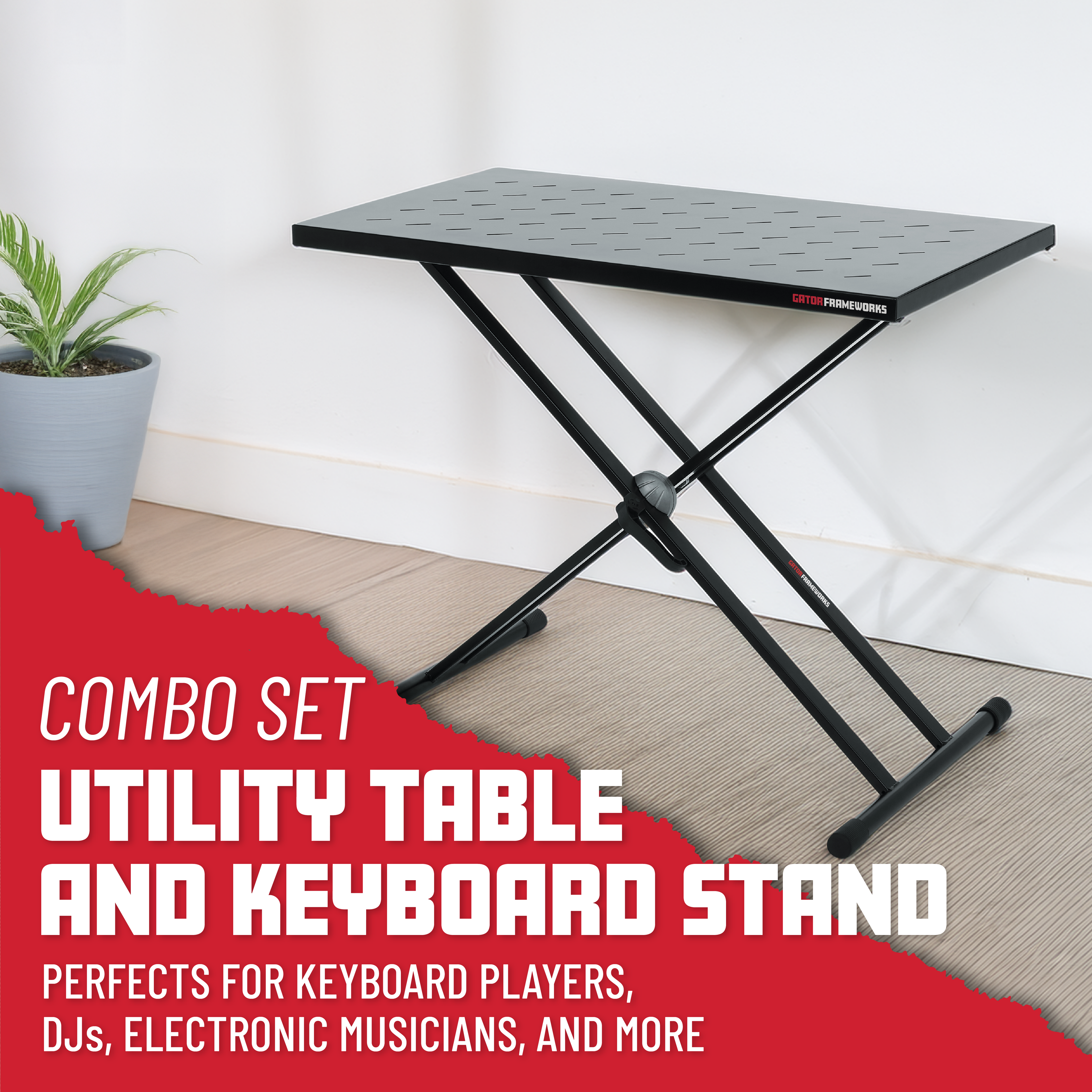Utility table top with double-X stand