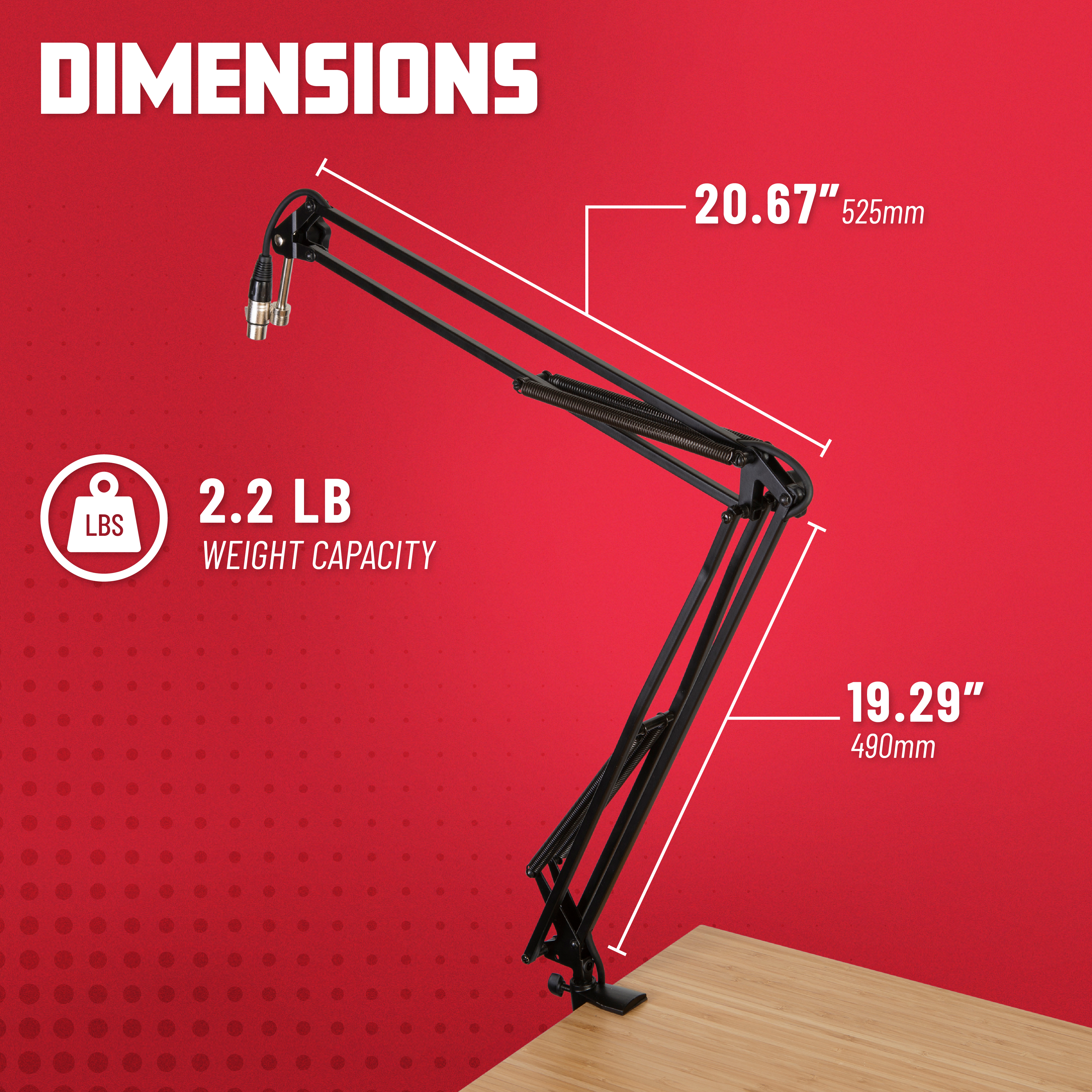 Desk-Mounted Broadcast/Podcast Boom Mic Stand