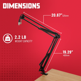 Desk-Mounted Broadcast/Podcast Boom Mic Stand