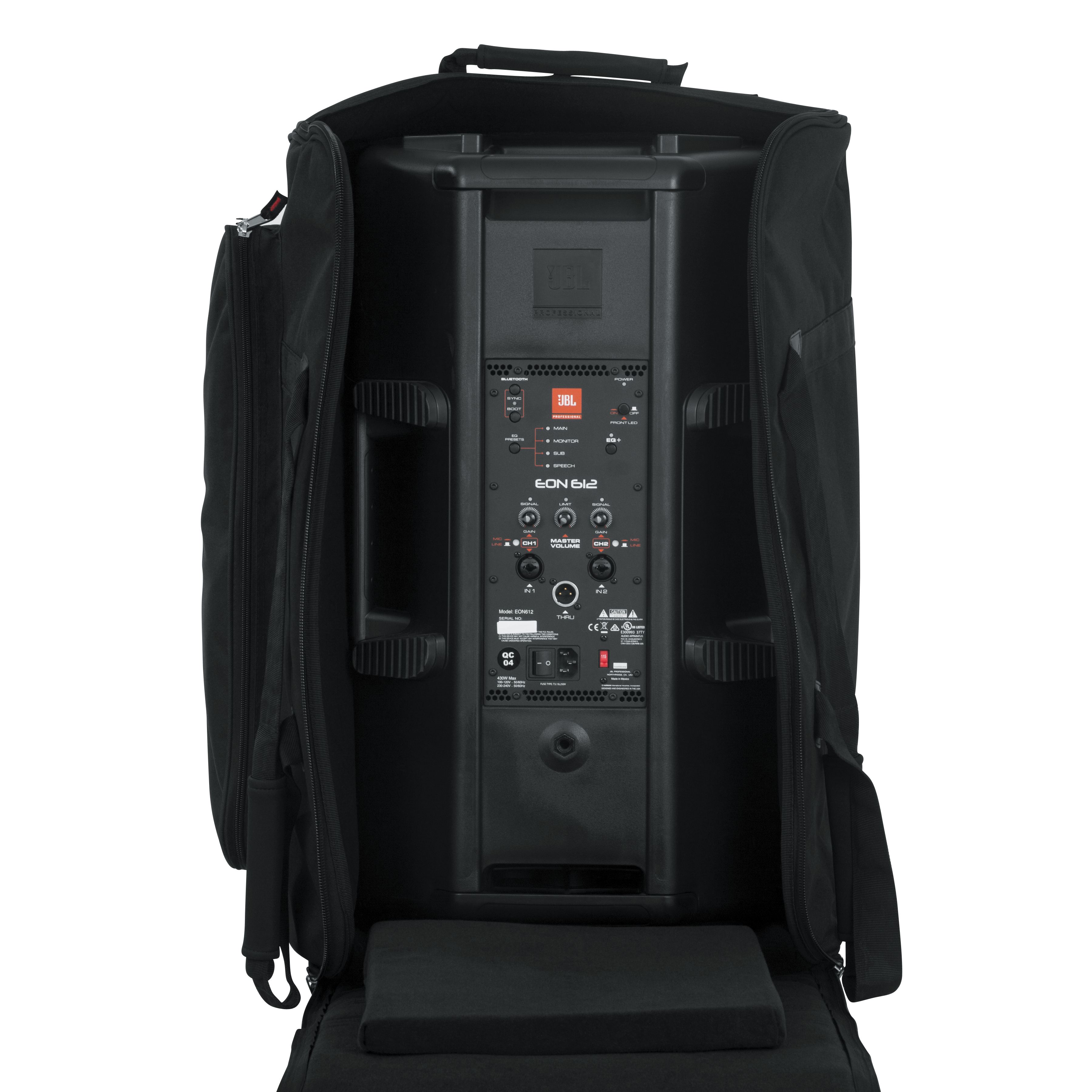 Rolling speaker bag for large format 12" speakers