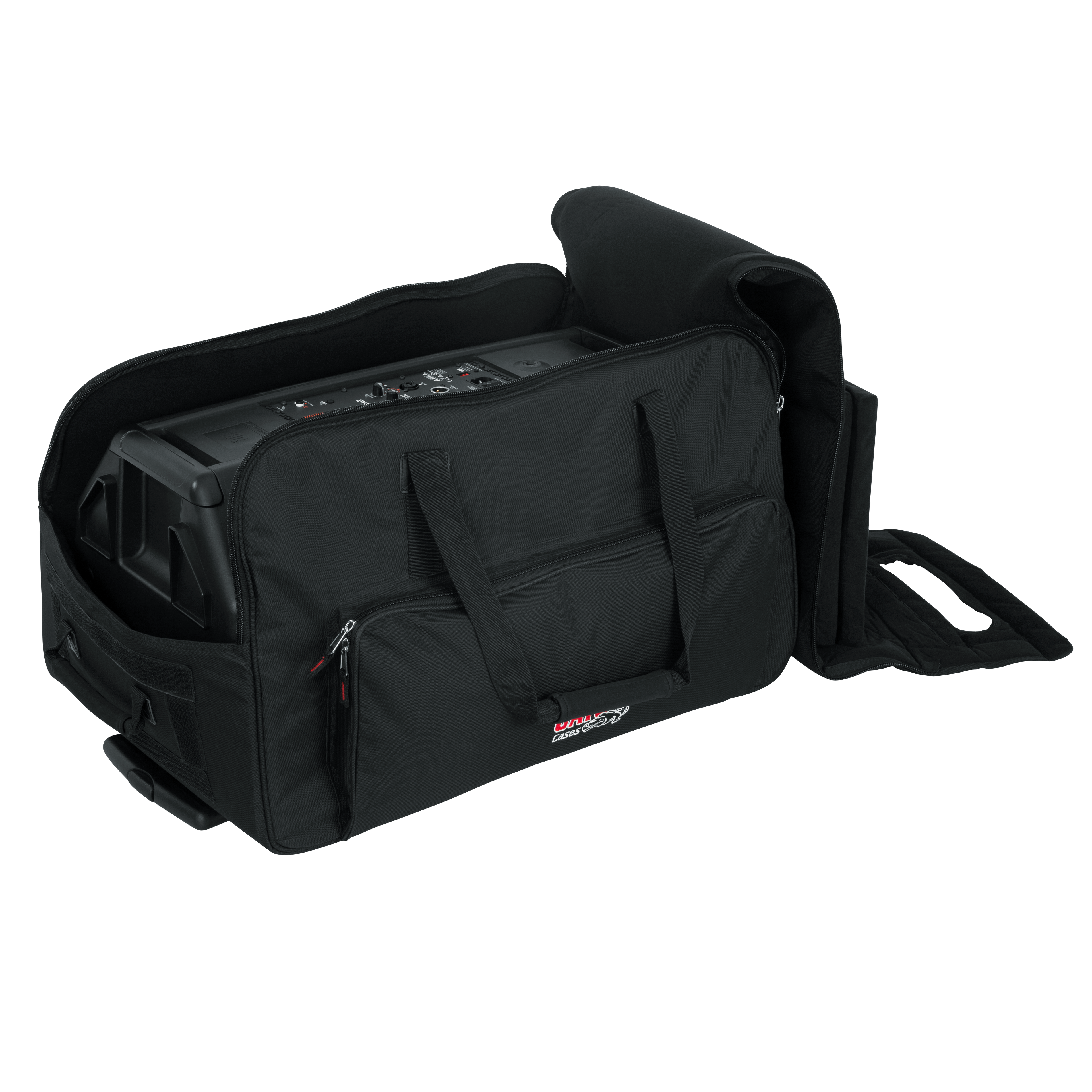 Rolling speaker bag for large format 12" speakers