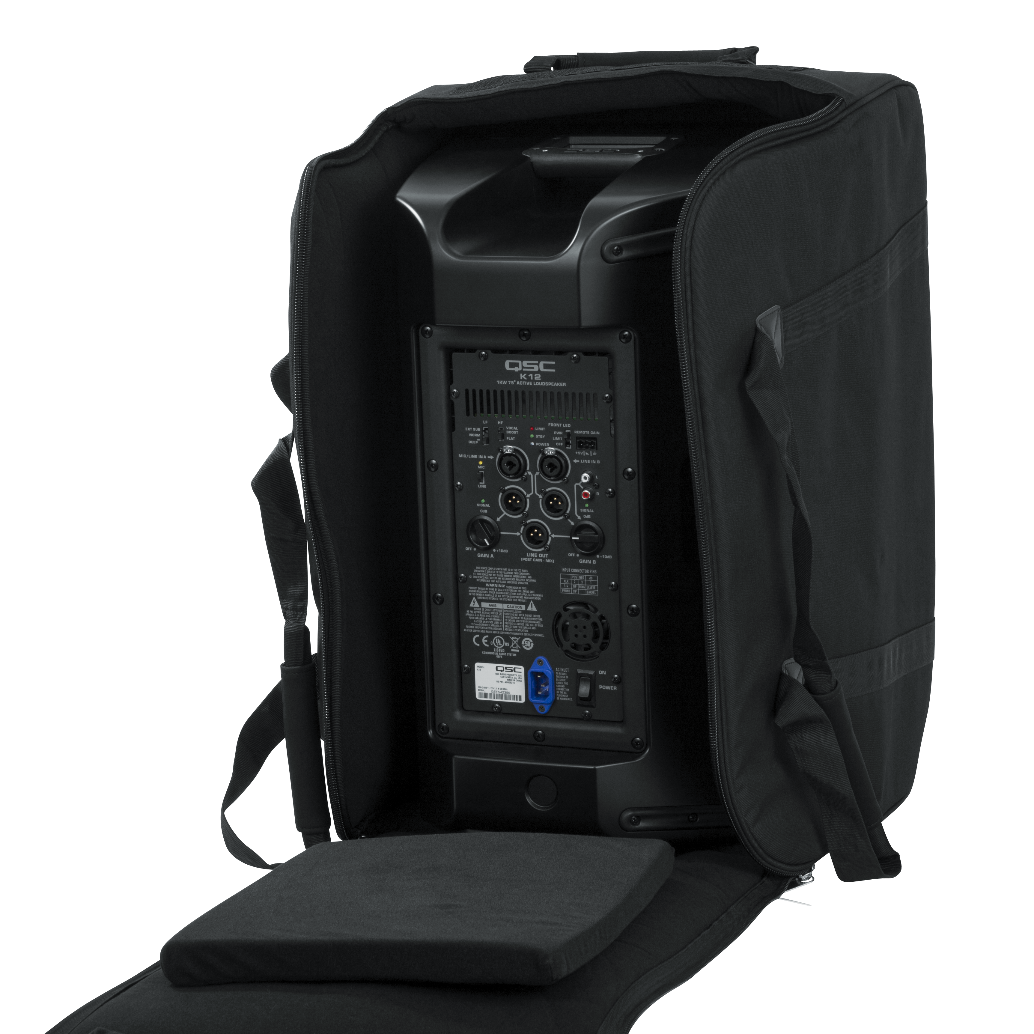 Rolling speaker bag for small format 12" speakers