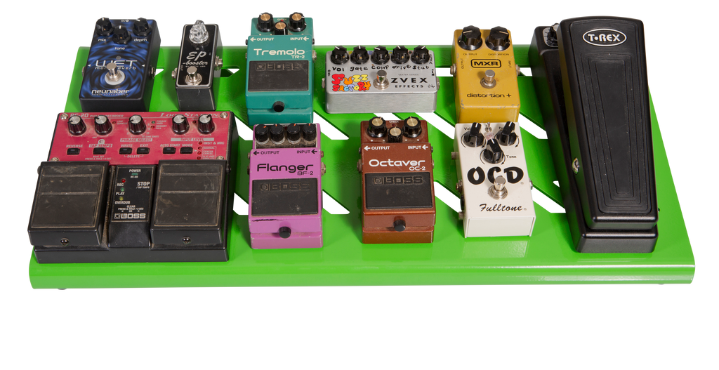 Green Aluminum Pedal Board; Large w/ Carry Bag