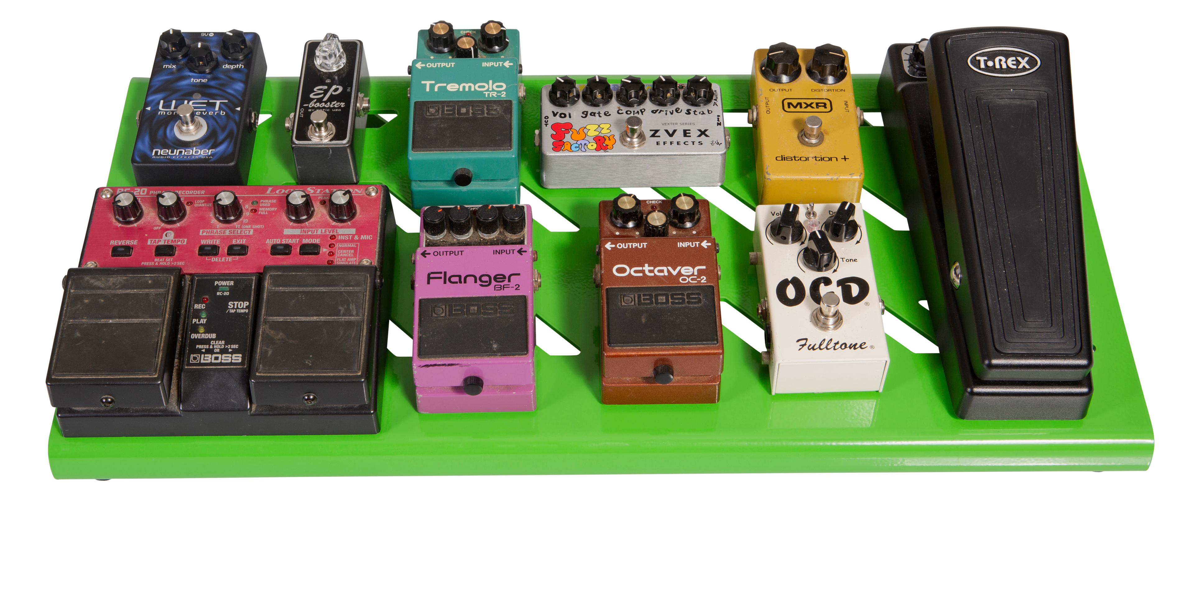 Green Aluminum Pedal Board; Large w/ Carry Bag