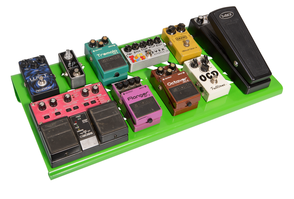 Green Aluminum Pedal Board; Large w/ Carry Bag