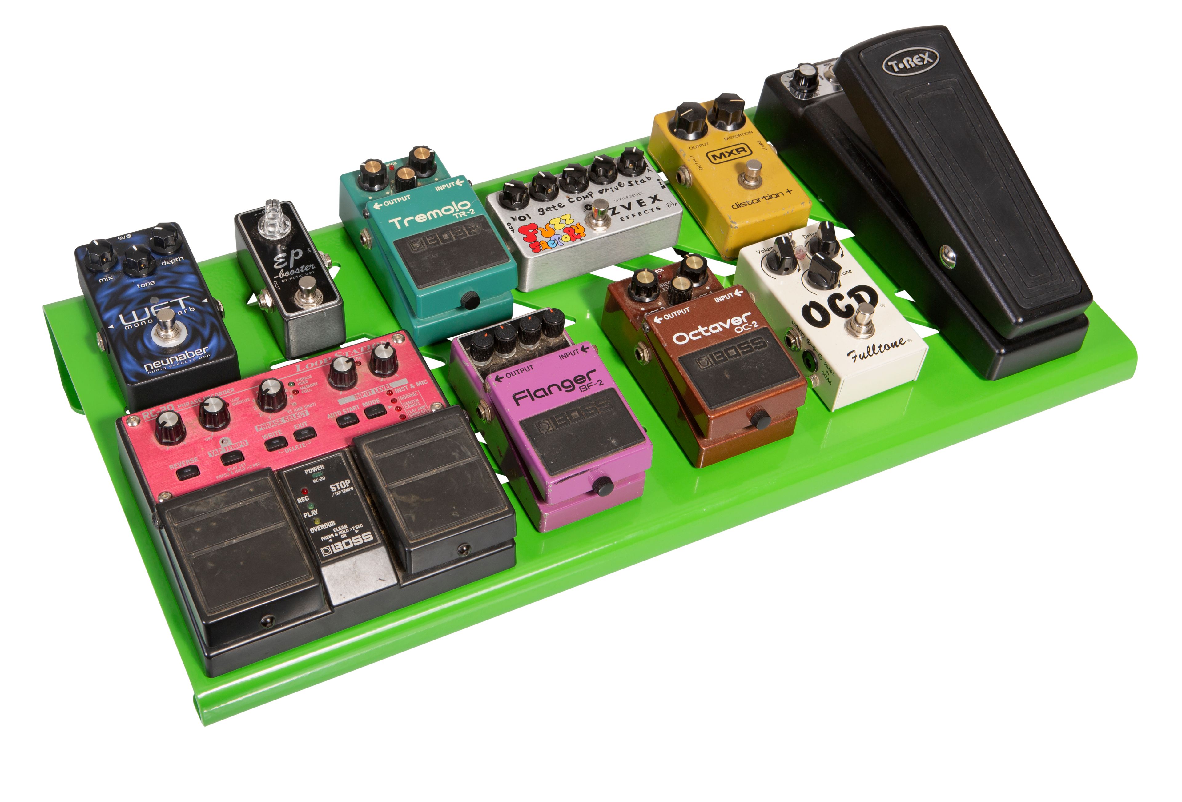 Green Aluminum Pedal Board; Large w/ Carry Bag