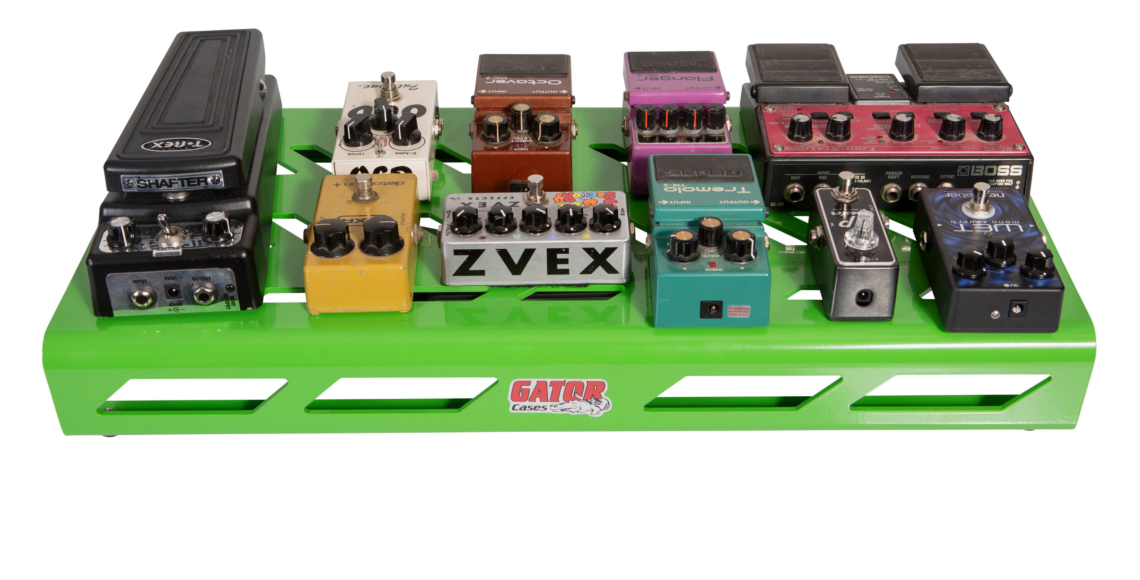 Green Aluminum Pedal Board; Large w/ Carry Bag