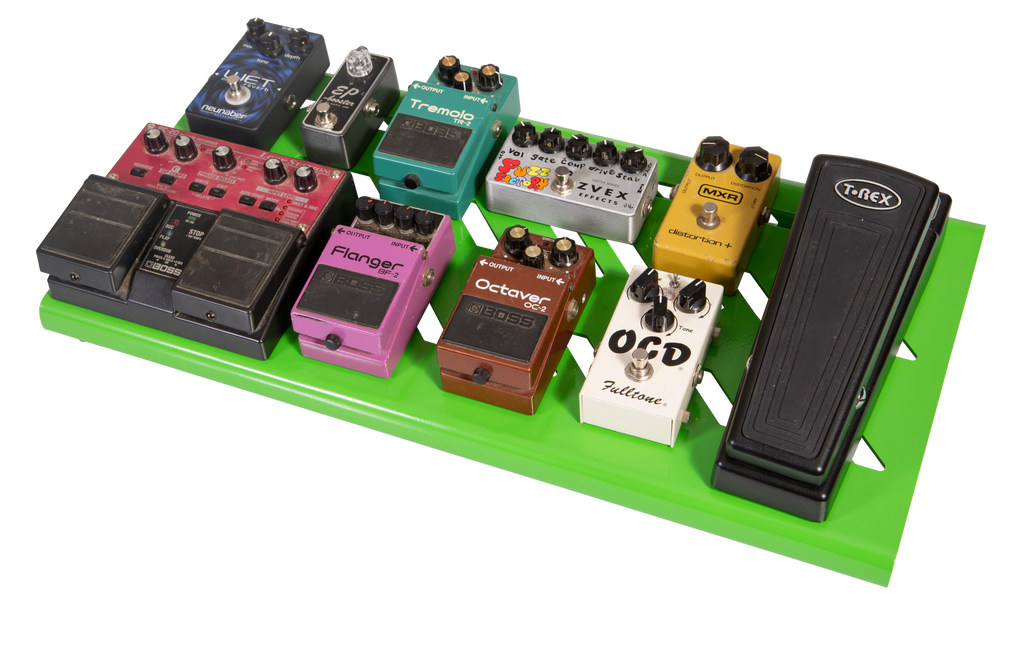 Green Aluminum Pedal Board; Large w/ Carry Bag