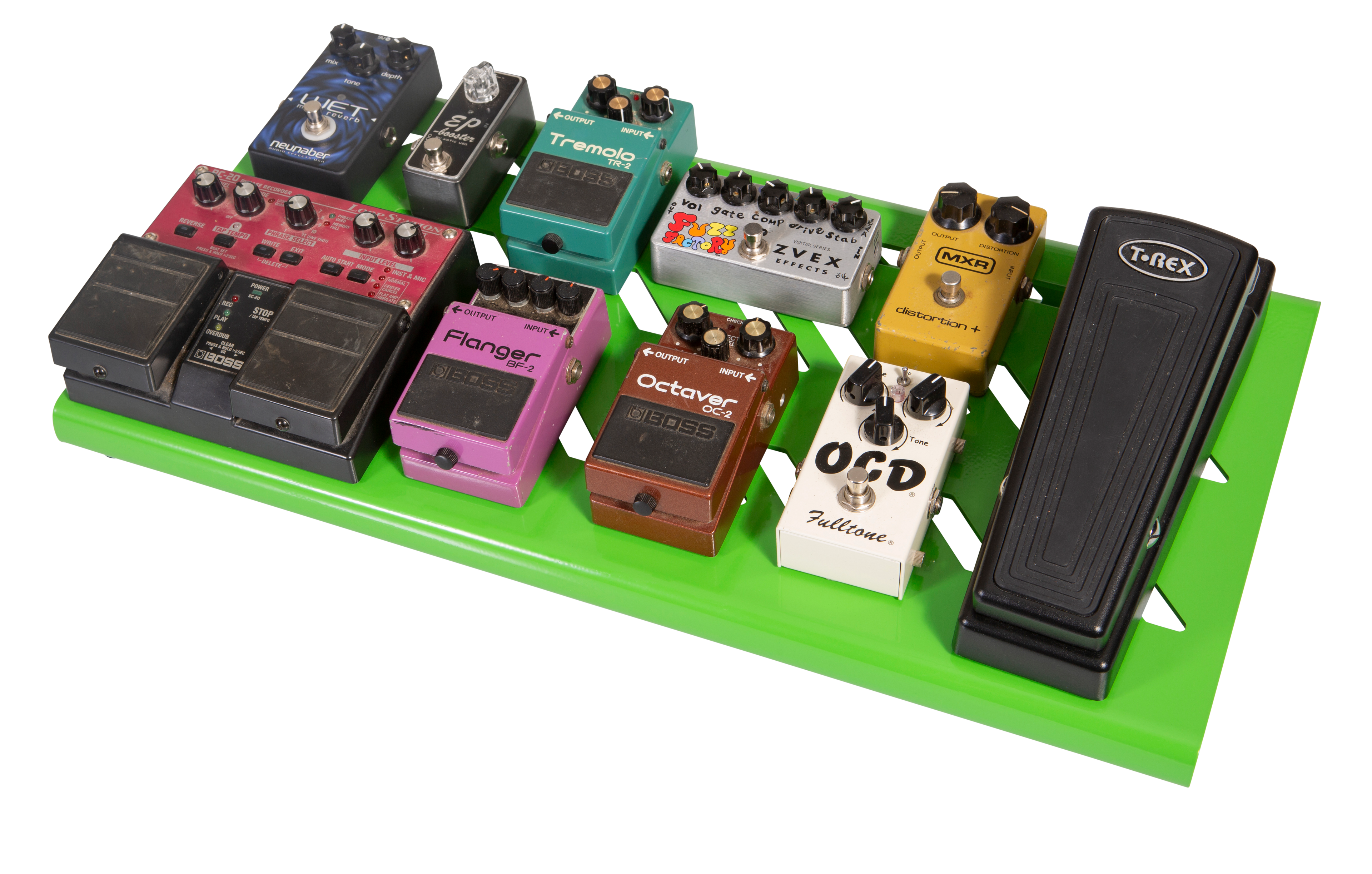 Green Aluminum Pedal Board; Large w/ Carry Bag