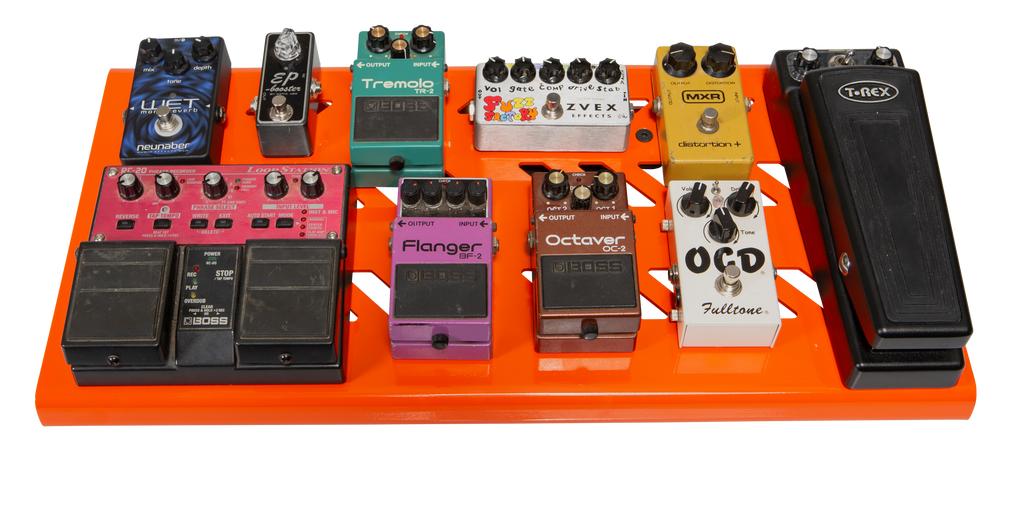 Orange Aluminum Pedal Board; Large w/ Carry Bag