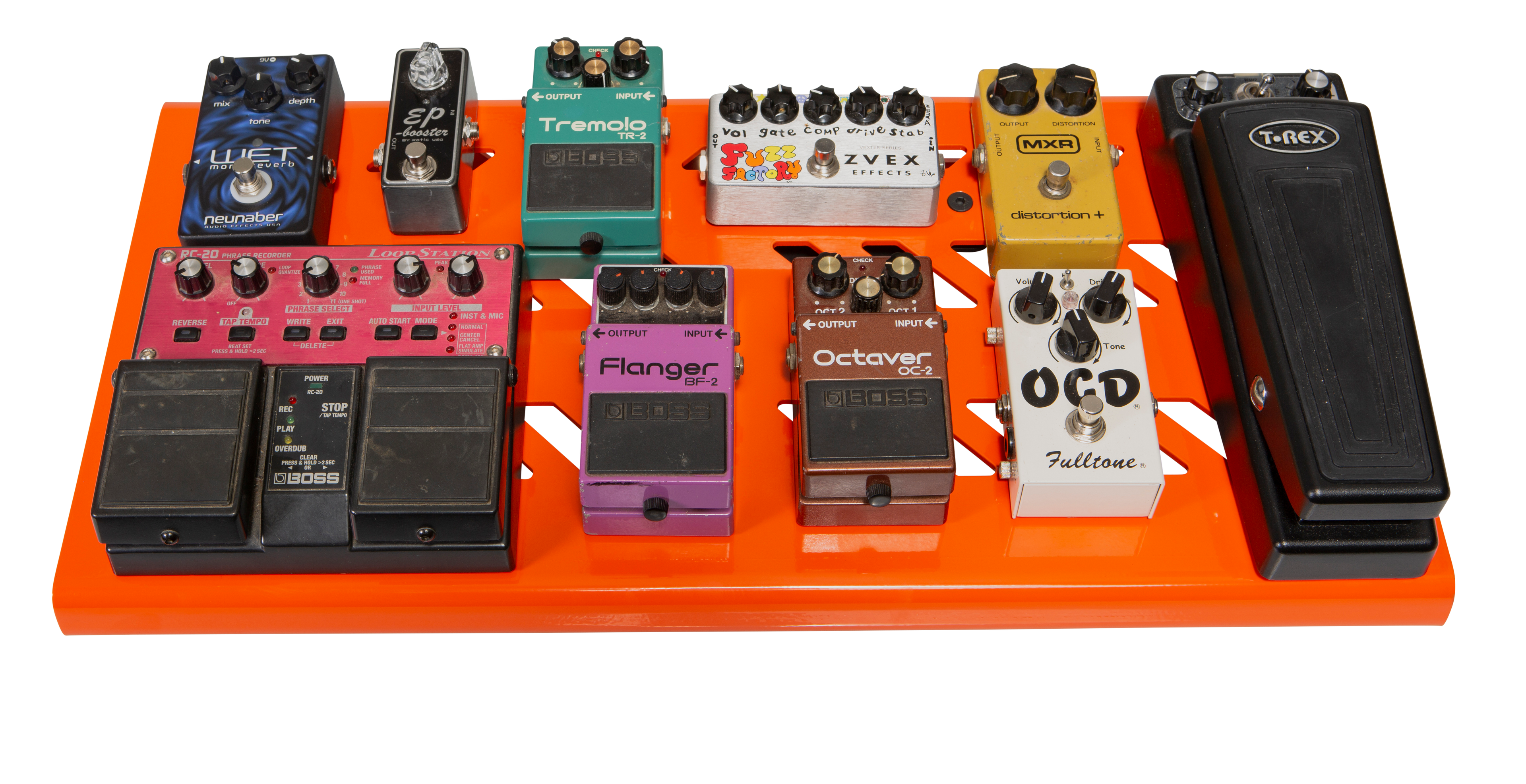 Orange Aluminum Pedal Board; Large w/ Carry Bag