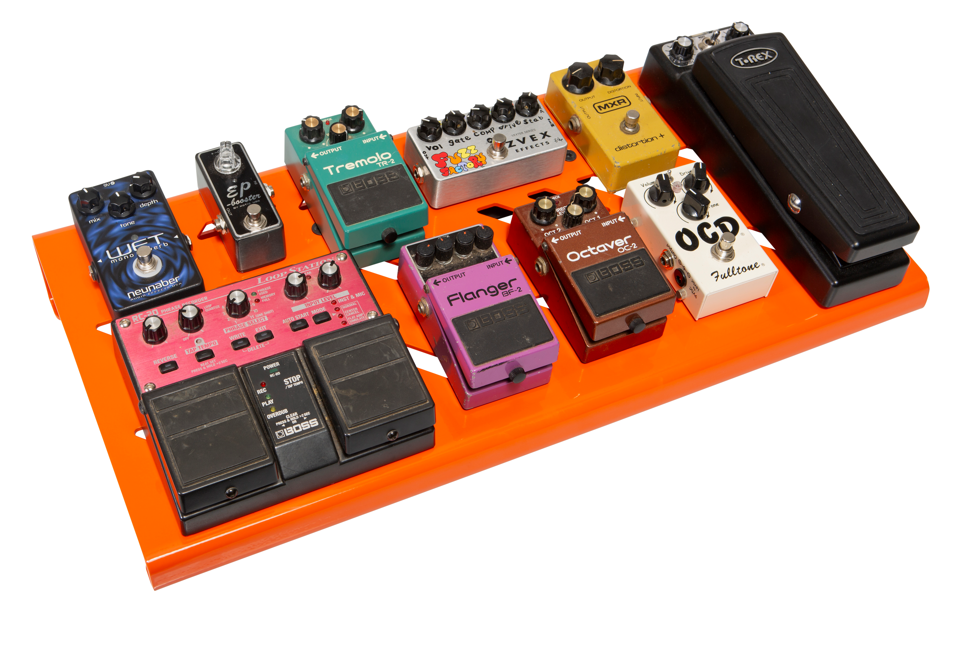 Orange Aluminum Pedal Board; Large w/ Carry Bag