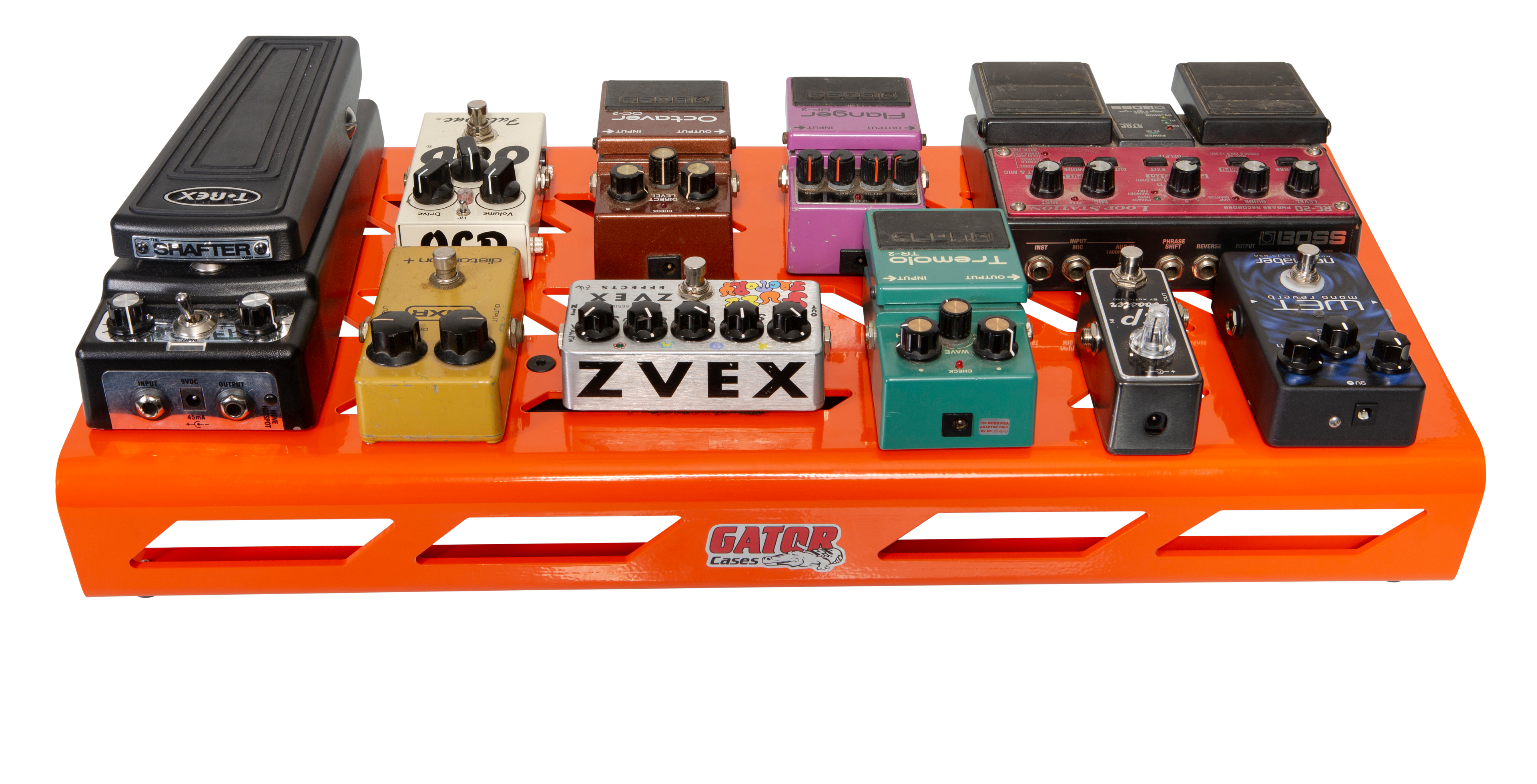 Orange Aluminum Pedal Board; Large w/ Carry Bag