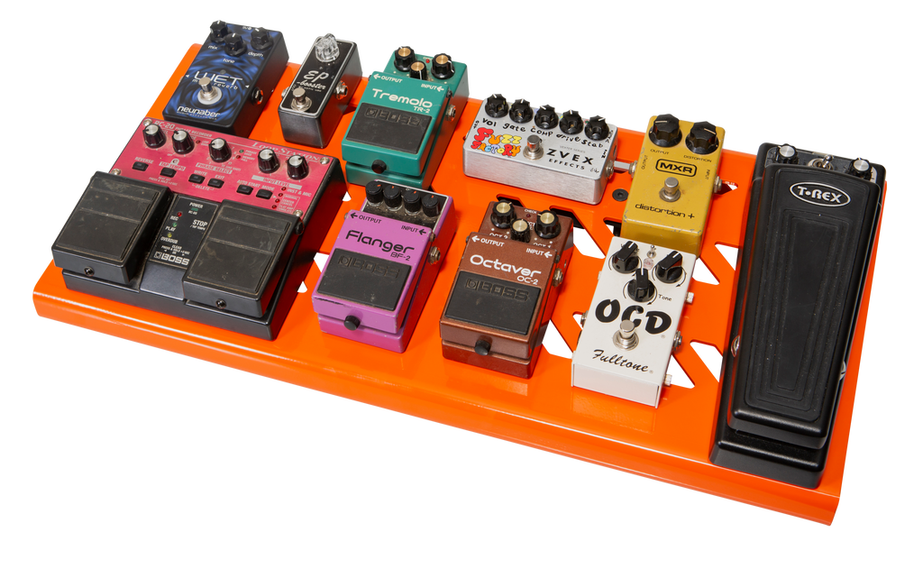 Orange Aluminum Pedal Board; Large w/ Carry Bag