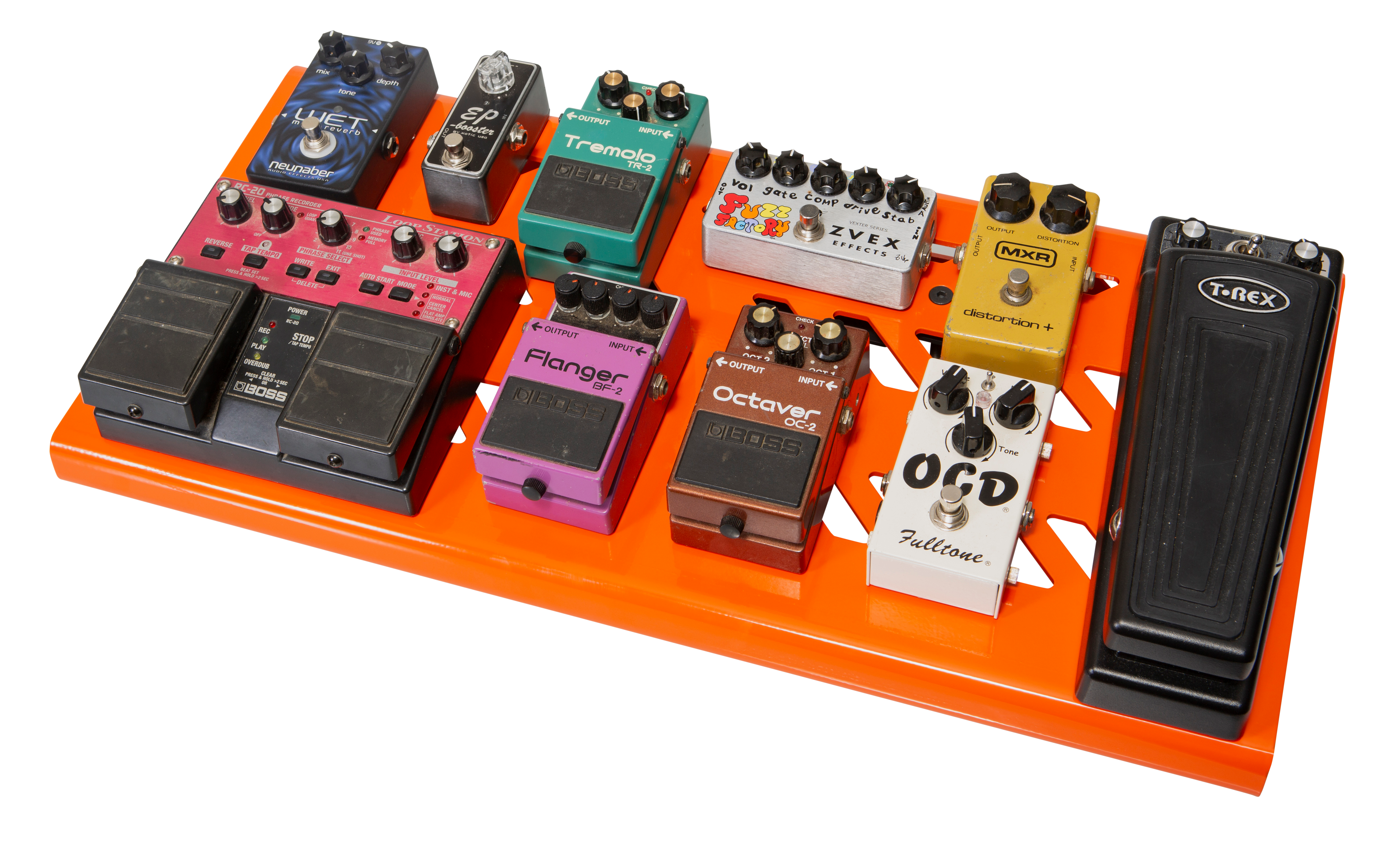 Orange Aluminum Pedal Board; Large w/ Carry Bag