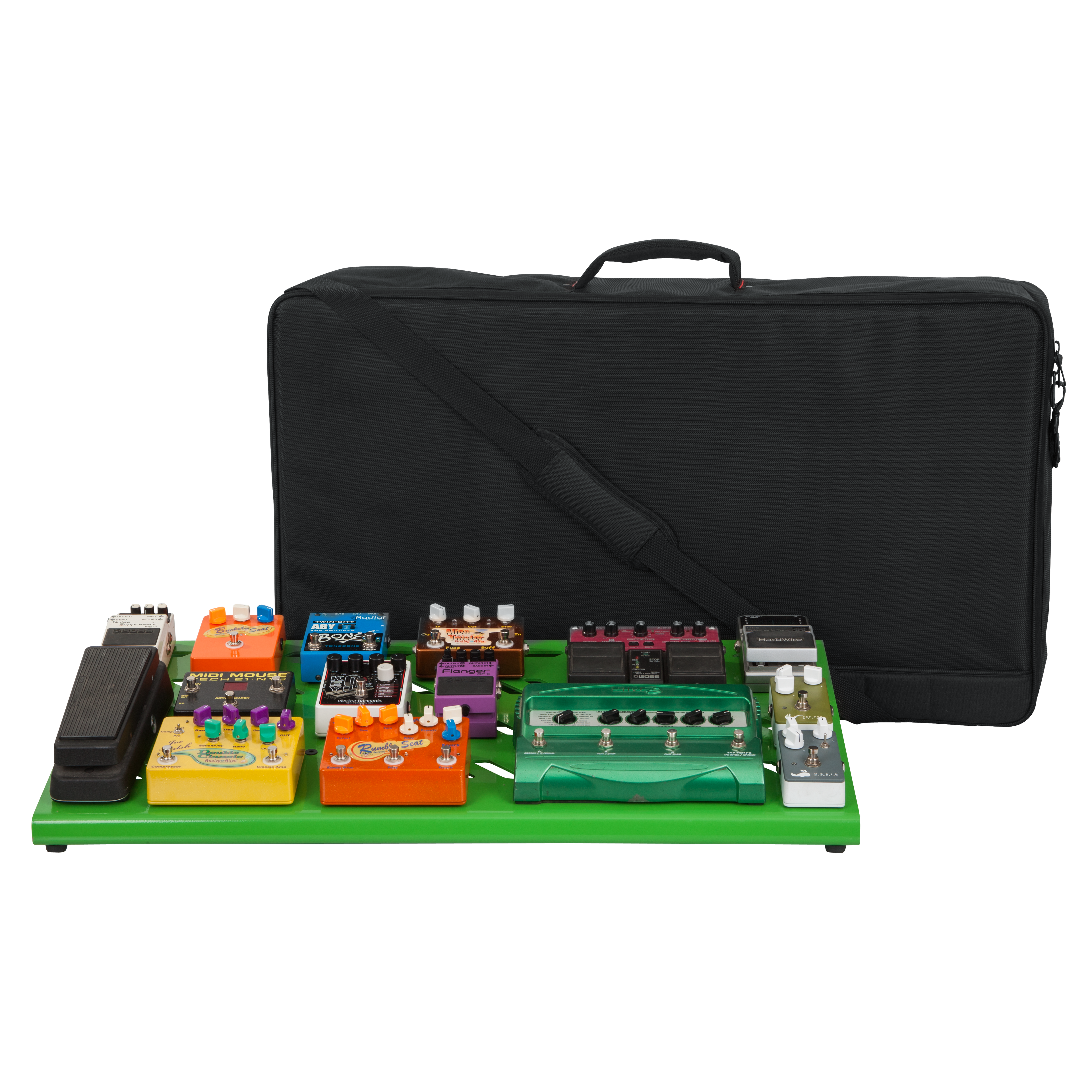 Green Aluminum Pedal Board; XL w/ Carry Bag