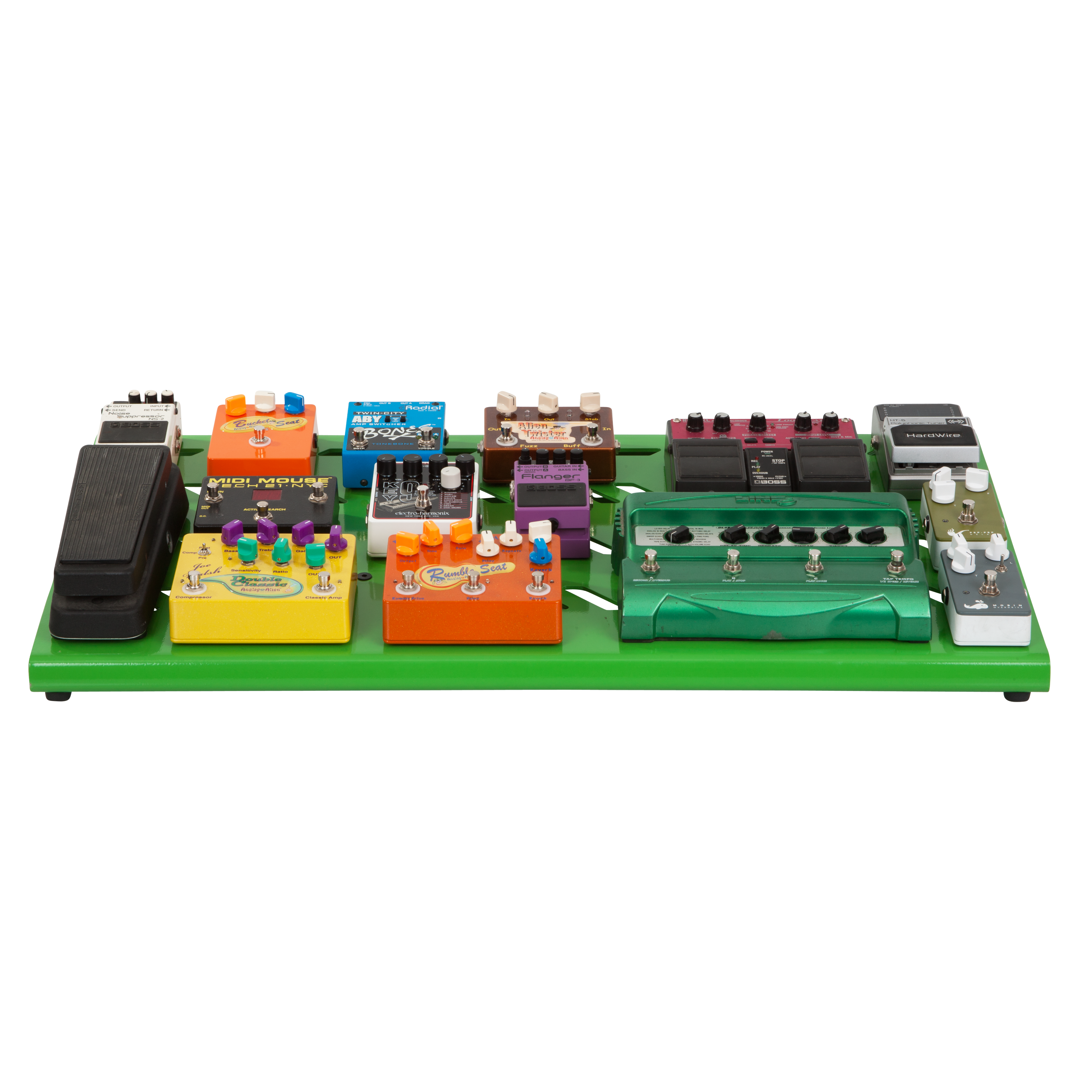 Green Aluminum Pedal Board; XL w/ Carry Bag