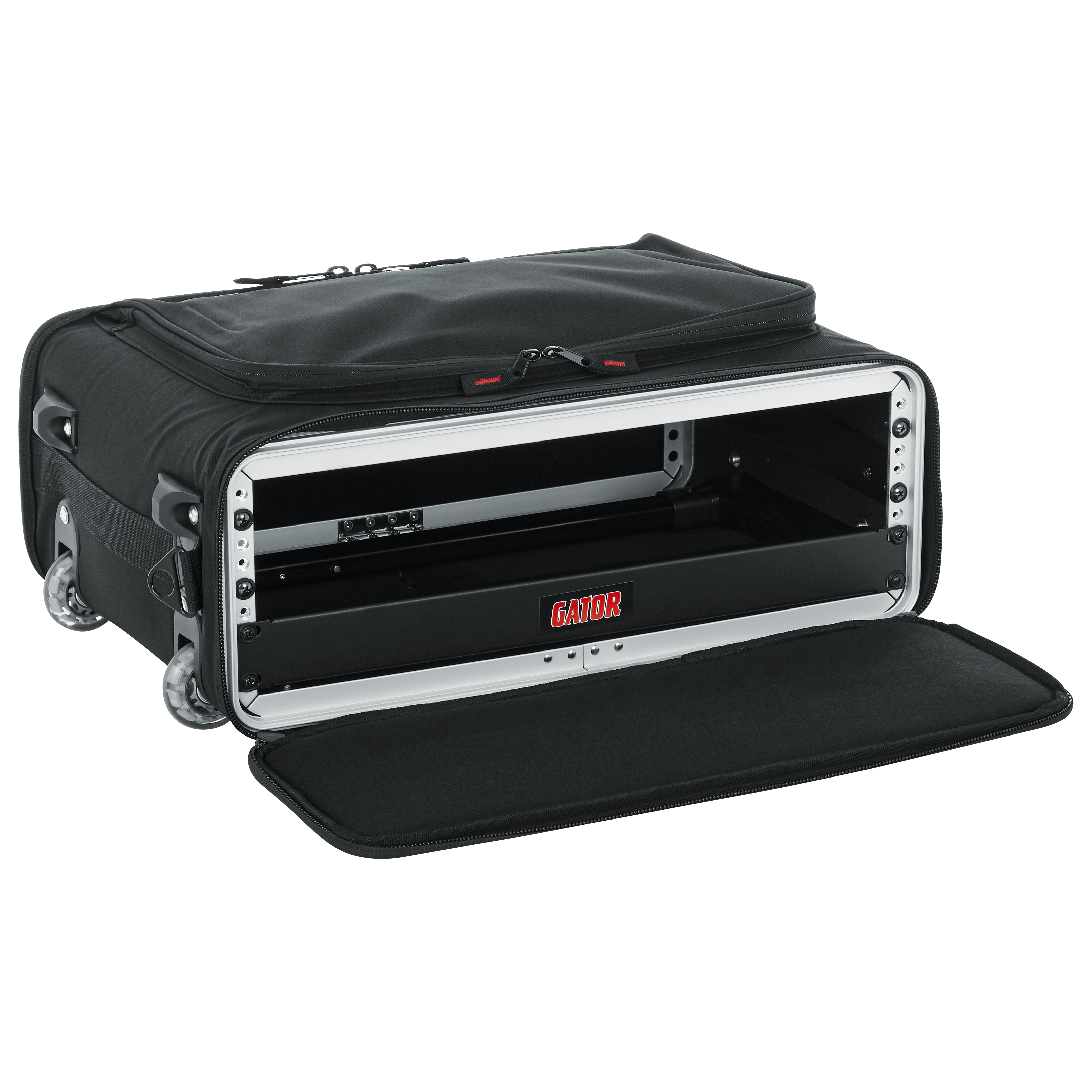 2U Lightweight rack bag w/ tow handle and wheels